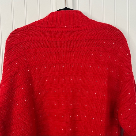 Vintage 80s Red and White Snowflake Sweater Fall River Knitting Mills Heavy Knit - Picture 8 of 13